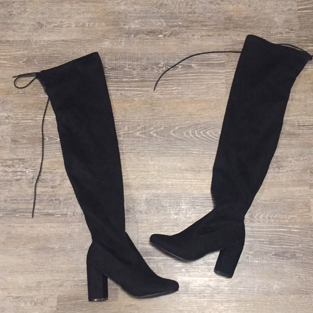 Chinese Laundry Black Over-the-Knee Block Heel Boots